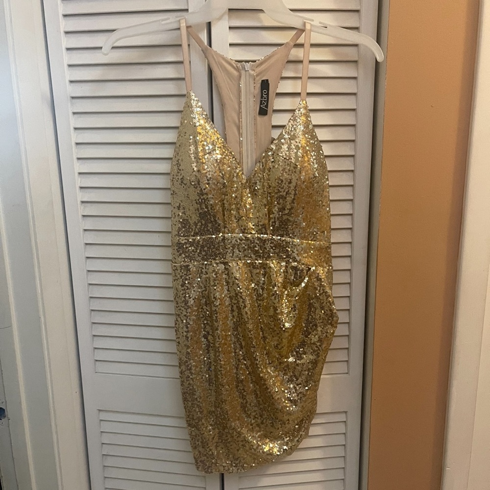 Gold sequin dress